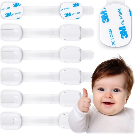 Dětské bezpečnostní zámky na skříňky RICOKIDS, 6 ks, bílé