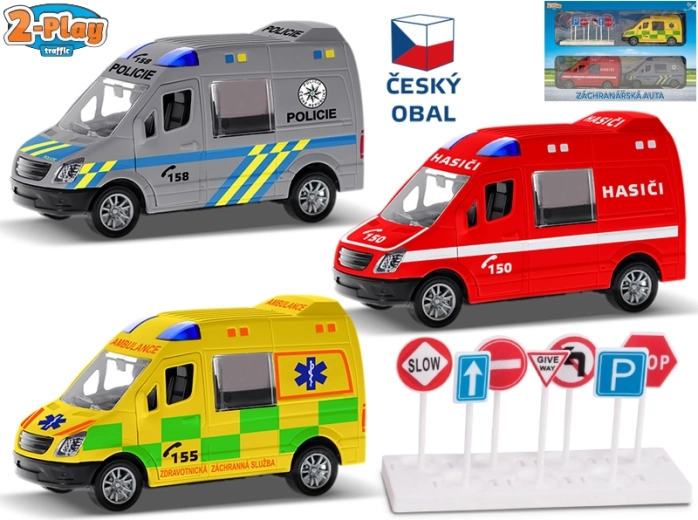 Sada záchranných vozidel 2-Play Traffic 1:32 se setrvačníkem