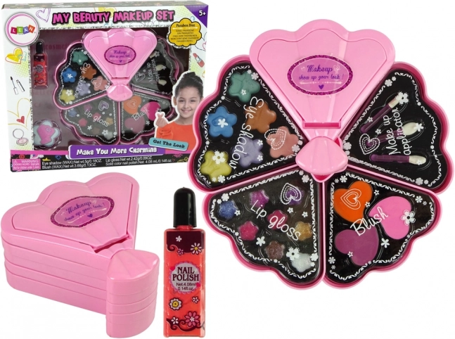 Růžová kosmetická sada ve tvaru mušle