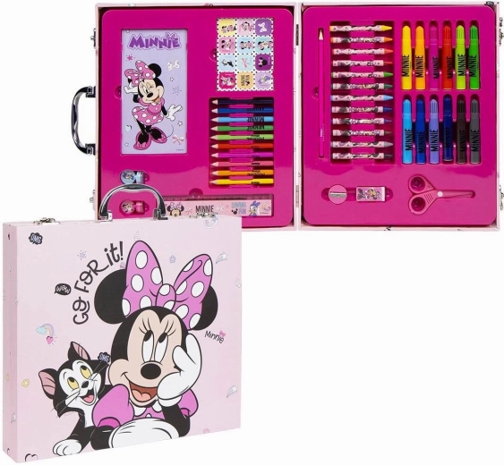 Dřevěný kreslicí kufřík Minnie – 42 dílů