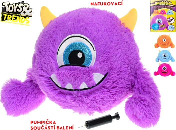 Nafukovací plyšová příšerka s pumpičkou Toys & Trends Brainboooom 23 cm