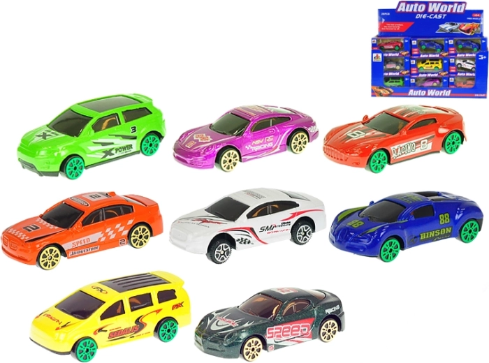 Kovové závodní autíčko 7 cm, měřítko 1:64, volný chod