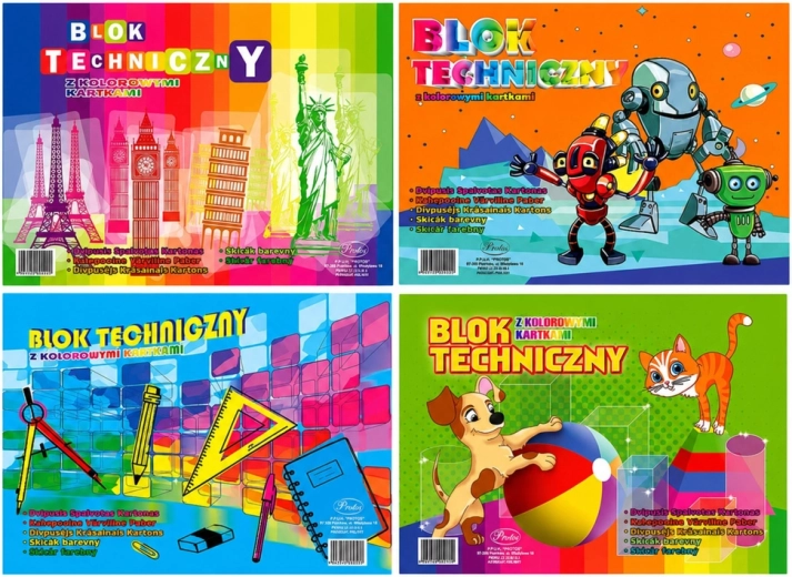 Barevný technický blok A4 8 listů 160 g PROTOS