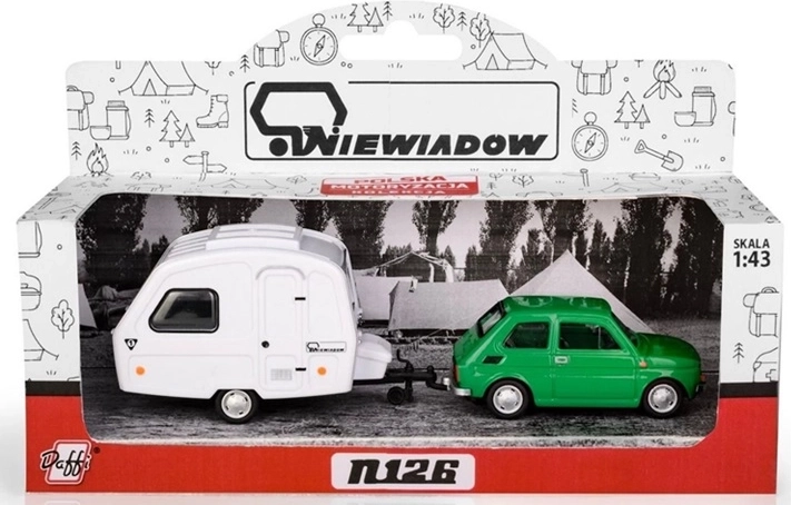 Fiat 126p s karavanem Niewiadów N-126, zelený