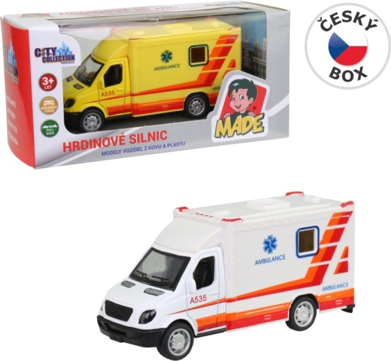 Kovová ambulance se zpětným chodem 10 cm