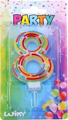 Párty svíčka na dort číslo 8 se stojánkem