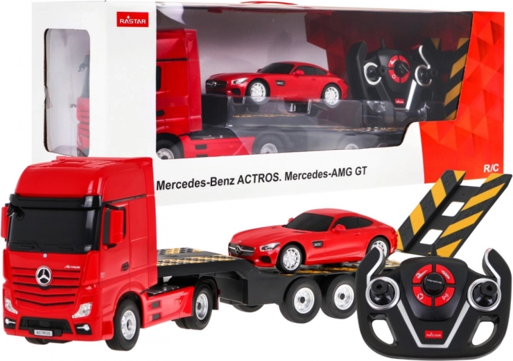 rc nákladní vůz mercedes-benz actros s návěsem a mercedes-benz amg gt