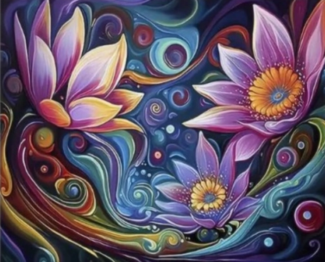 Diamantové malování Abstraktní květiny 30 × 40 cm