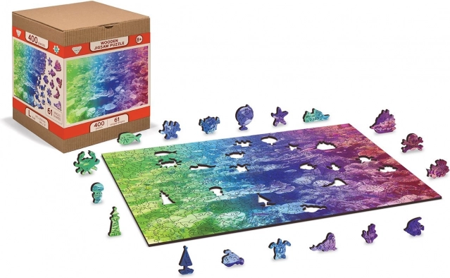 Dřevěné oboustranné puzzle Korálový útes 2v1, 100 dílků