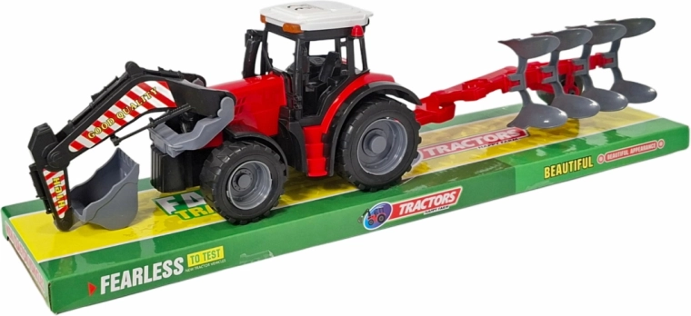 Traktor s pluhem a předním nakladačem – hračka pro děti od 3 let