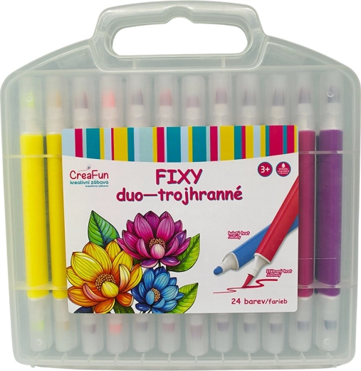 CreaFun fixy Duo trojhranné, 24 barev