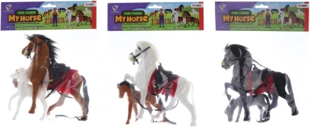Kůň s hříbátkem – sada figurek, 3 druhy, 20 cm