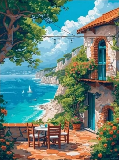 Diamantové malování – výhled na útesy 30 × 40 cm