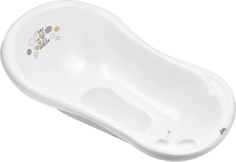 Maltex dětská vanička se zátkou a protiskluzovou podložkou Zebra 84 cm bílá