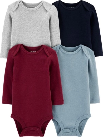 Carter's kojenecká body s dlouhým rukávem pro chlapce, 4 ks, velikost 56 (NB)