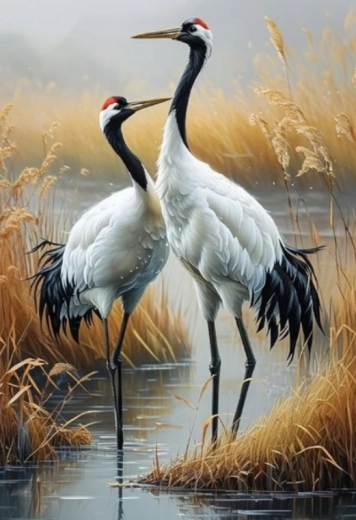 Norimpex diamantové malování jeřábi v rákosí 30 × 40 cm