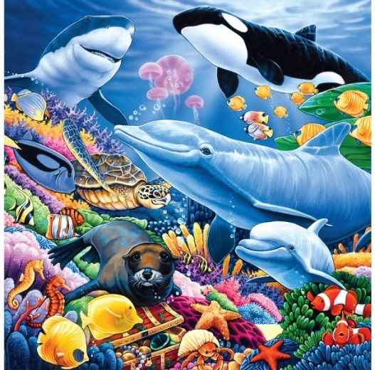 Diamantové vyšívání (diamond painting) podmořský svět 30 × 30 cm
