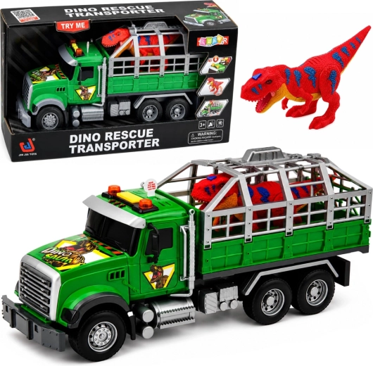 Dětský dino transporter – náklaďák s klecí, zvuky a světly 36 cm - 1 kus