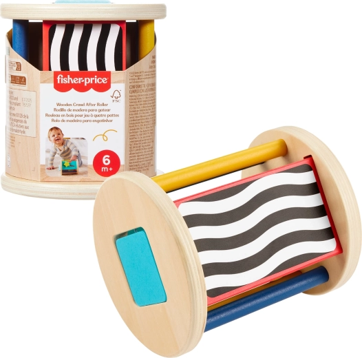 Fisher-Price dřevěný aktivizační váleček pro batolata (senzorická hračka)
