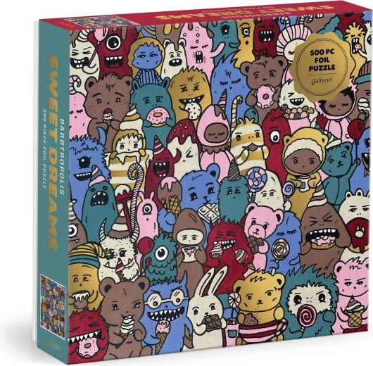 Galison metalické čtvercové puzzle Sladké sny 500 dílků