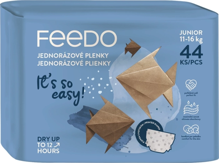 Feedo pleny Junior 5 (11–16 kg) – jednorázové dětské plenky, 44 ks