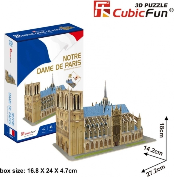 CubicFun 3D puzzle Katedrála Notre‑Dame – 53 dílků