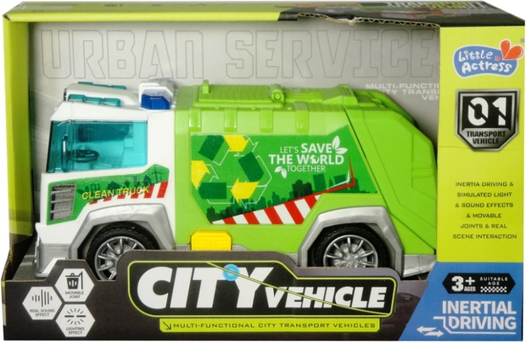 Městské popelářské auto se světlem a zvukem