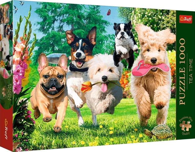 Trefl Puzzle Premium Plus Tea Time: Psí lumpárny v zahradě 1000 dílků