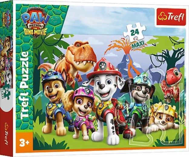 Maxi puzzle 24 dílků Paw Patrol dino movie – prehistorické přátelství 60 × 40 cm