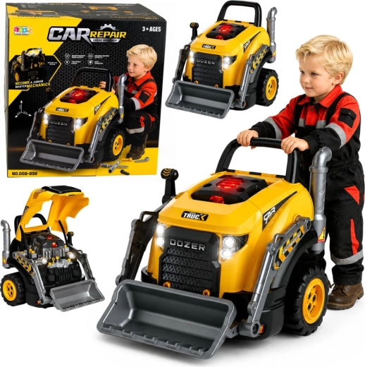 Dětský montovací buldozer malý mechanik se světly, zvuky a parou