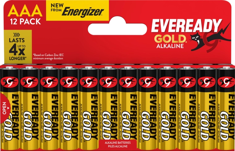 Energizer Eveready Gold AAA alkalické baterie, balení 12 ks