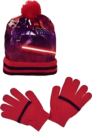 Star Wars čepice a rukavice v červené barvě – Velikost: 52