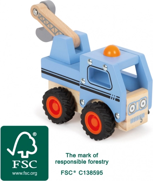 Dřevěné odtahové auto small foot s pohyblivým jeřábem