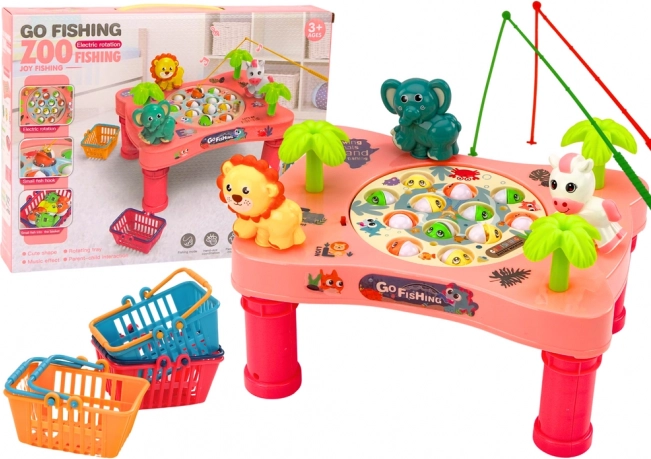 Stolní hra lovení rybiček – růžový stoleček pro děti