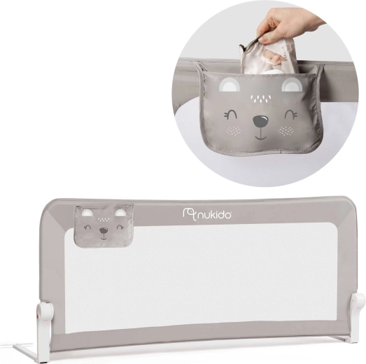 Dětská zábrana na postel 150 × 66 × 35 cm Nukido – šedá