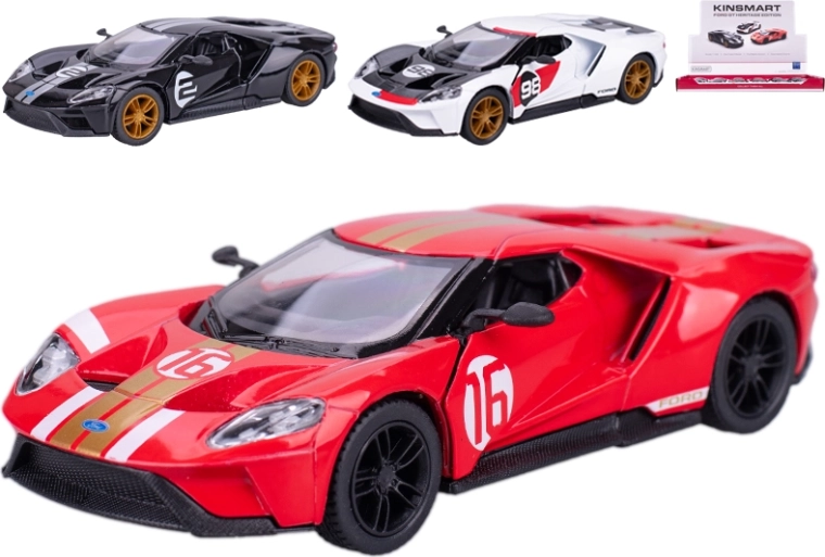 Kinsmart kovový model Ford GT Heritage Edition 1:38 na zpětný chod