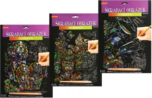 Škrabací obrázek duhový Psi 20x25 cm