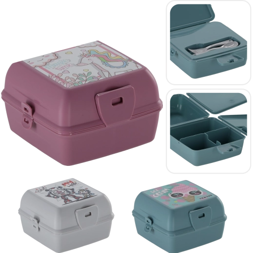 Svačinový box 1300 ml – světle modrý s potiskem