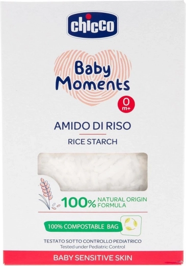 Chicco dětský rýžový škrob do koupele Baby Moments Sensitive 100% bio 250 g