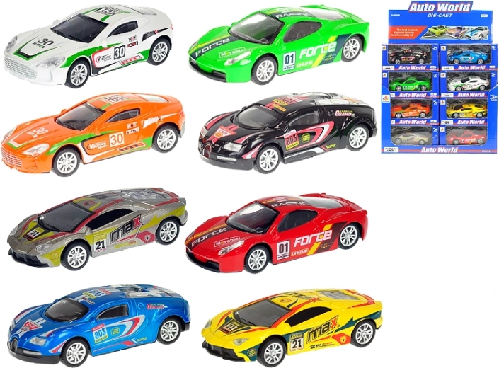 Kovové závodní autíčko 1:43 se zpětným chodem, 10 cm