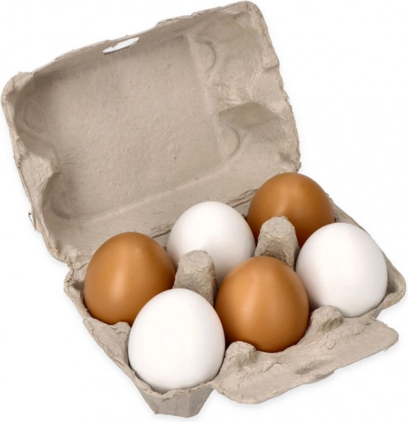 Dřevěná vejce v kartonu, 6 kusů