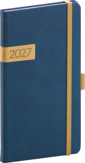 Notique kapesní diář Twill 2027 modro-zlatý 9 x 15,5 cm