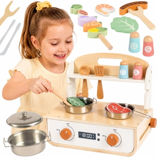 Dřevěná kuchyňka s grilem a příslušenstvím Tooky Toy