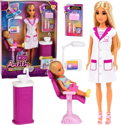 Anlily loutka zubní lékařka se zubní ordinací a doplňky 30 cm