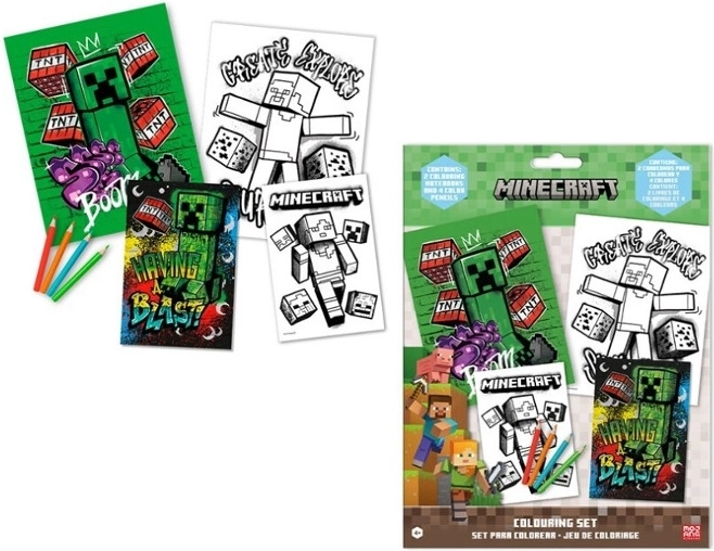 Minecraft sada na vybarvování se samolepkami