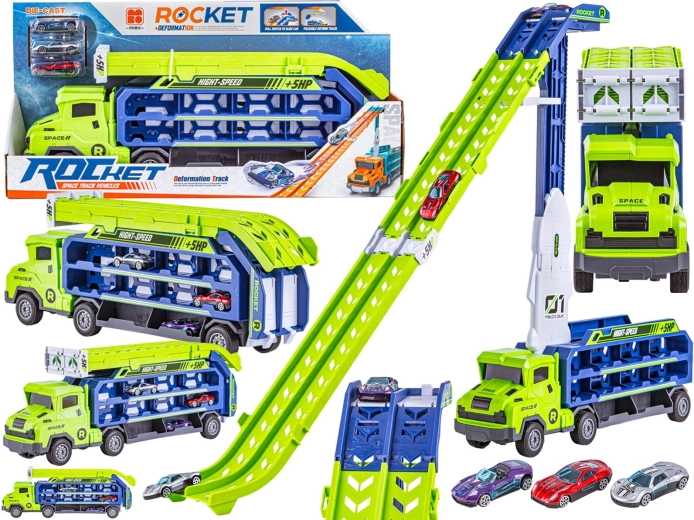 Transportér s odpalovací rampou – kamion a 3 autíčka