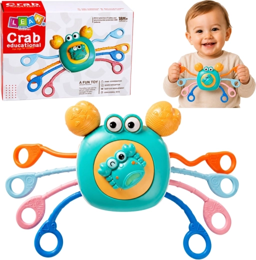 Smyslový krab pro miminka – kousátko a chrastítko modré