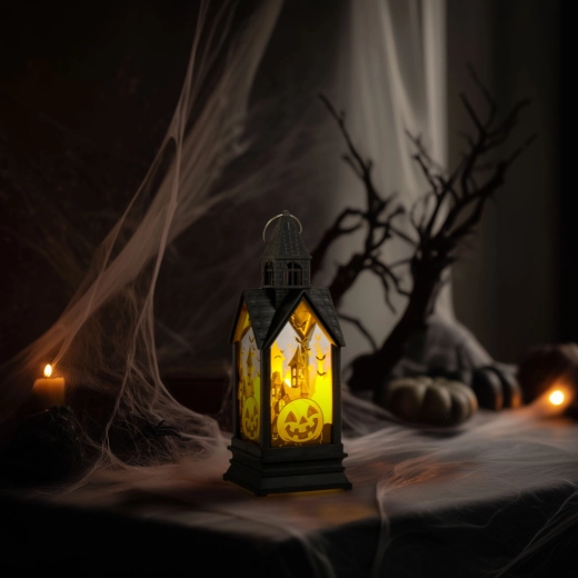 Halloweenová svítící dekorace dýně se žlutou LED