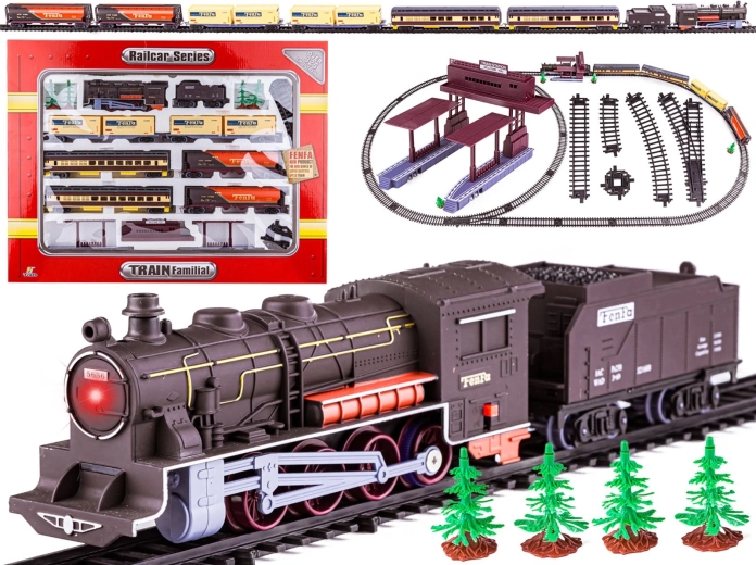 Elektrická vláčkodráha Fenfa s 7 vagony a nádražím, 1:87