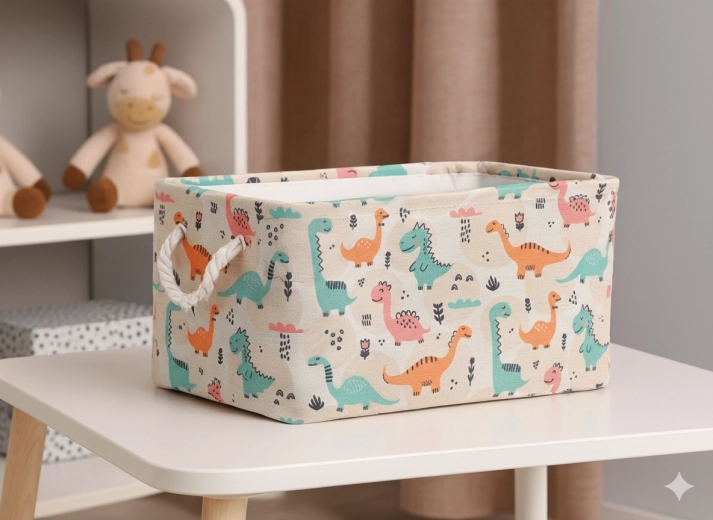 Textilní úložný koš s dinosaury 26 × 36 × 20 cm